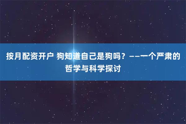 按月配资开户 狗知道自己是狗吗?——一个严肃的哲学与科学探讨